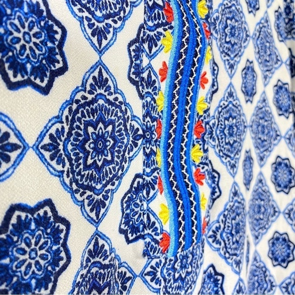 Ruby Rd. women's plus size 1X Riviera boho medallion blue white pullover top - Picture 6 of 7